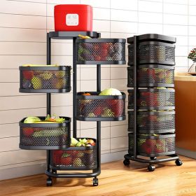 JoybosÃ‚Â® Rotating Multi-Layer Kitchen Metal Shelf with Wheels