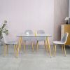 Dining Table Set Modern 5 Pieces Room Mid Century Tempered Glass Kitchen and 4