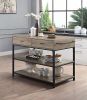 Macaria Kitchen Island, Rustic Oak Black Finish AC00403