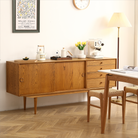 Oak Two Door Four Drawer Cabinet for Restaurant and Kitchen Storage