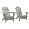 Patio Adirondack Chairs with Tea Table Solid Fir Wood Gray