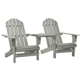 Patio Adirondack Chairs with Tea Table Solid Fir Wood Gray