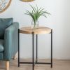 20.47"Modern Thread Design Round Coffee Table ; MDF Table Top with Cross Legs Metal Base