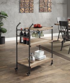 Brantley Serving Cart in Oak &amp; Sandy Black Finish AC00754