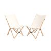 Set of 2 Bamboo Dorm Chair with Storage Pocket for Camping and Fishing