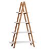 Solid bamboo wood oxford &ldquo;A&rdquo;frame ladder display bookshelf