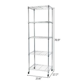 5-Tier Wire Shelving with Wheels for Garage Kitchen