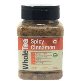 WHOLETEA Natural Spicy Cinnamon, 4 oz(113.5 gm) Full Leaf Gourmet Jar - Makes 55 Cups - Medium Caffeine - Cinnamon Chai