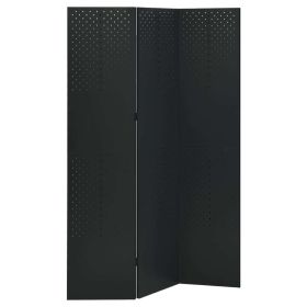 3-Panel Room Divider Black 47.2"x70.9" Steel