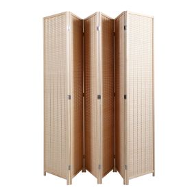 6 Panel Bamboo Room Divider;  Private Folding Portable Partition Screen for Home Office - Natural