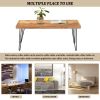 ON-TREND Modern Coffee Table; Easy Assembly Tea Table Cocktail Table w/Chevron Pattern &amp; Metal Hairpin Legs; Nature Rough