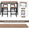 TREXM 5-Piece Kitchen Counter Height Table Set; Industrial Dining Table with 4 Chairs (Brown)