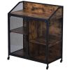 TREXM Cabinet Metal Mesh Double Door with Universal Wheel; Different Space Size Kitchen Cart (Distressed Brown)