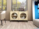 Storage Cabinet with Glass Door, Sideboard Buffet for Kitchen,Dining Room, Oak