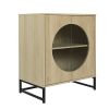 Storage Cabinet with Glass Door, Sideboard Buffet for Kitchen,Dining Room, Oak