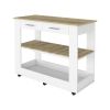 Rockaway 2-Drawer 2-Shelf Kitchen Island White and Light Oak