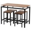 TREXM 5-Piece Kitchen Counter Height Table Set; Industrial Dining Table with 4 Chairs (Brown)