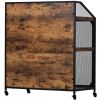 TREXM Cabinet Metal Mesh Double Door with Universal Wheel; Different Space Size Kitchen Cart (Distressed Brown)