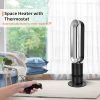 9H Timer 10 Speeds With Remote Control Simple Deluxe 32-inch Space Heater Bladeless Tower Fan Black & Grey