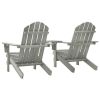 Patio Adirondack Chairs with Tea Table Solid Fir Wood Gray