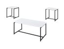 GT 3 Piece White Carbon Fiber Wrap Coffee Table and End Table Set