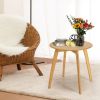 Bamboo Round Side Table with 4 Splayed Legs and Round Tabletop for Living Room