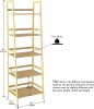 WTZ Bookshelf; Ladder Shelf; 5 Tier Bamboo Bookcase; Rustic Open Book Case for Bedroom; Living Room; Office; BC-238 Primary Colors