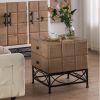 21.06"Small Grid Splicing Design Retro Square Coffee Table with 2 Drawers,for Living Room,Office,and Dining Room