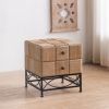 21.06"Small Grid Splicing Design Retro Square Coffee Table with 2 Drawers,for Living Room,Office,and Dining Room