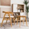 Bamboo Round Side Table with 4 Splayed Legs and Round Tabletop for Living Room