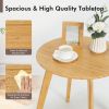 Bamboo Round Side Table with 4 Splayed Legs and Round Tabletop for Living Room