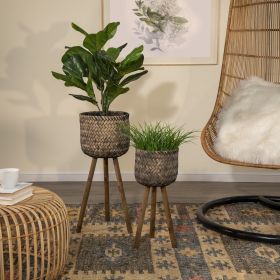 S/2 BAMBOO PLANTERS ON STANDS