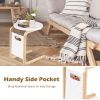 Bentwood Sofa Side Table with Square Tabletop and Storage Bag