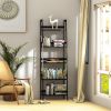 WTZ Bookshelf; Ladder Shelf; 5 Tier Bamboo Bookcase; Modern Open Book Case for Bedroom; Living Room; Office; BC-238 Black