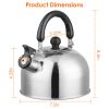 2.1Quarts Stainless Steel Whistling Tea Kettle Stovetop Induction Gas Teapot with Insulated Handle Camping Kitchen Office