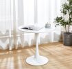 Modern White Round Dining Table; 31.5'' Diameter Solid Metal Base Coffee Table