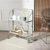 2 Tier Rolling Metal Serving Cart