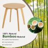 Bamboo Round Side Table with 4 Splayed Legs and Round Tabletop for Living Room