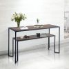 Tea table; Iron art living room side a few; 48inch Narrow Console Table for Living Room Or Hallway(Black/Brown)