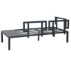 TOPMAX Outdoor 3-piece Aluminum Alloy Sectional Sofa Set with End Table and Coffee Table; Black Frame+Gray Cushion