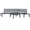 TOPMAX Outdoor 3-piece Aluminum Alloy Sectional Sofa Set with End Table and Coffee Table; Black Frame+Gray Cushion