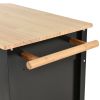 Kitchen Island Cart with Solid Wood Top and Locking Wheels; 54.3 Inch Width; 4 Door Cabinet and Two Drawers; Spice Rack; Towel Rack (Black)