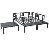 TOPMAX Outdoor 3-piece Aluminum Alloy Sectional Sofa Set with End Table and Coffee Table; Black Frame+Gray Cushion