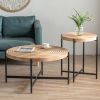 20.47"Modern Thread Design Round Coffee Table ; MDF Table Top with Cross Legs Metal Base