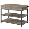 Macaria Kitchen Island, Rustic Oak Black Finish AC00403