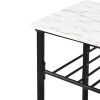 TOPMAX Rustic Farmhouse Counter Height Dining Kitchen Kitchen Island Prep Table; Kitchen Storage Rack with Worktop and 2 Shelves; Faux-Marble; White