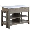 Feivel Kitchen Island w/Pull Out Table in Marble Top Top &amp; Rustic Oak Finish DN00307