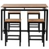 TREXM 5-Piece Kitchen Counter Height Table Set; Industrial Dining Table with 4 Chairs (Brown)