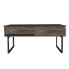 Fair Isle 1-Drawer Rectangle Liftable Top Coffee Table Dark Walnut