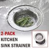 2pcs 4.5 Kitchen Sink Strainer Stopper Stainless Steel Drain Basket Waste Plug